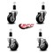 Service Caster 3.5'' Black Poly Wheel Swivel 1-3/8'' Expanding Stem Caster Set 2 Brakes, 4PK SCC-EX20S3514-PPUB-BLK-2-TLB-2-138 - alternate 4